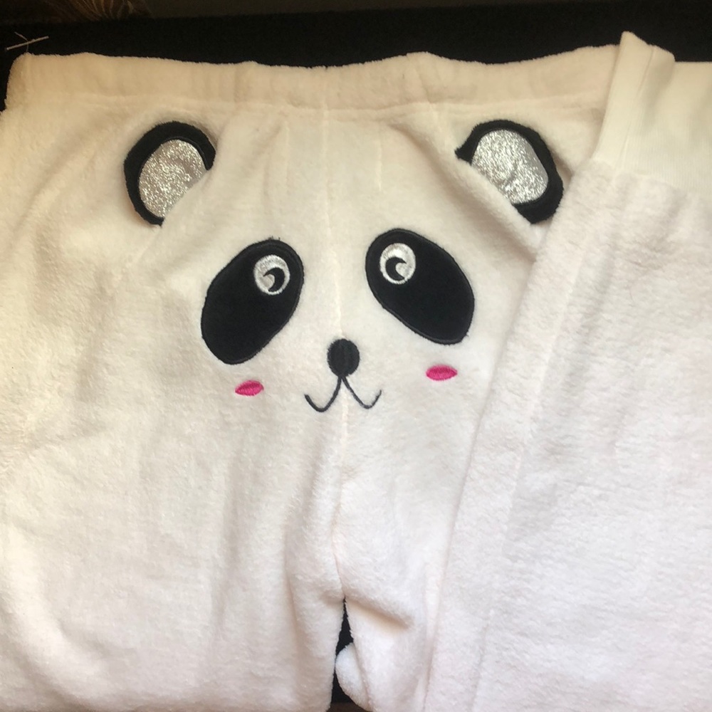 Plush white panda PJ bottoms. US SIZE LARGE